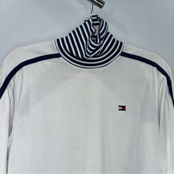 Vintage 90s Retro Vintage Tommy Hilfiger Long Sleeve Stripe Collar Shirt Large - Picture 2 of 9
